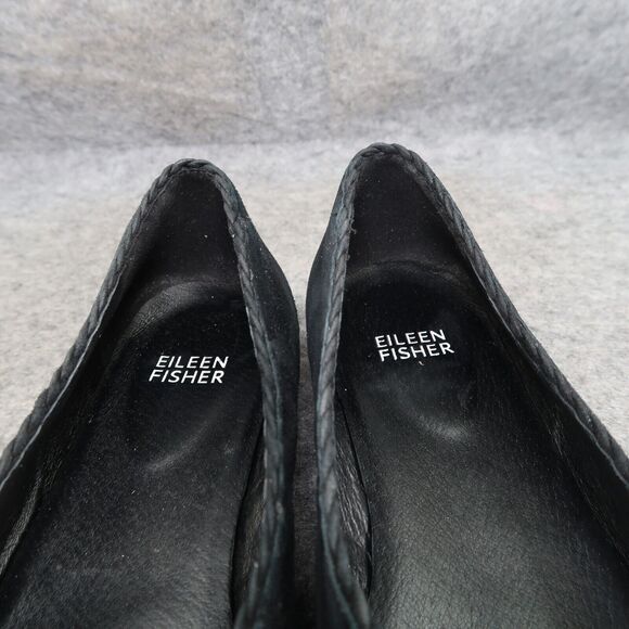 Eileen Fisher Shoes Womens 6 Flats Black Leather Posy Ballet Pointed Toe Career - Picture 14 of 16